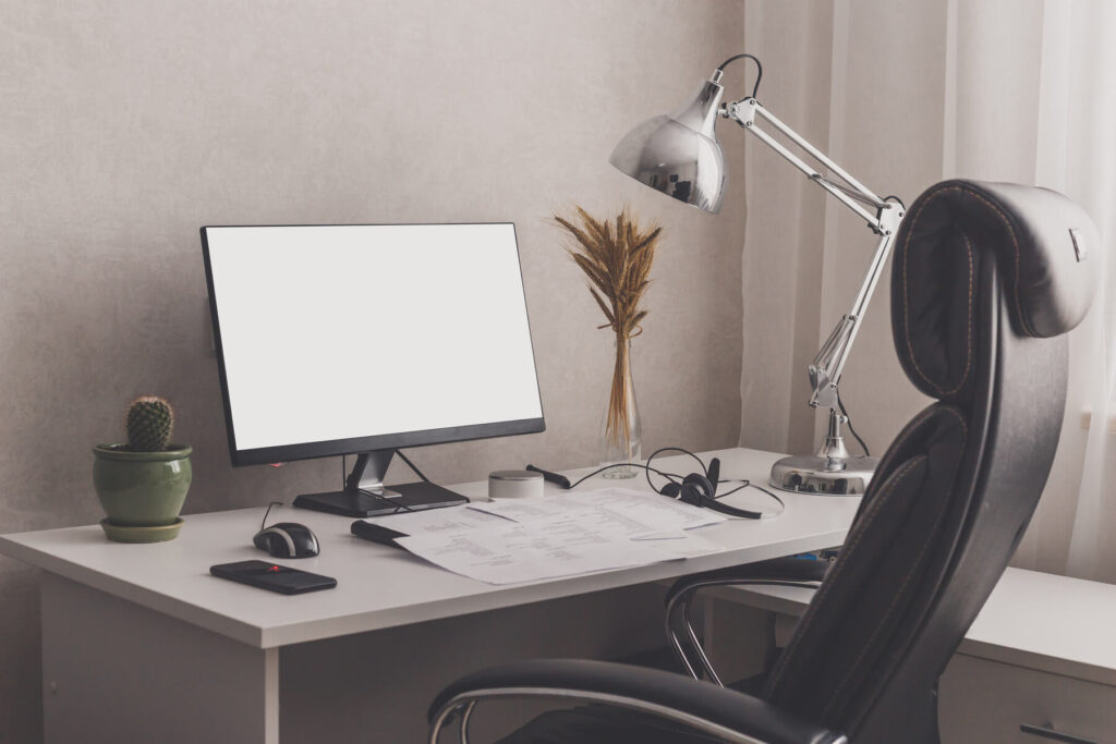 modern stylish home office workplace white black 2023 11 27 05 20 17 utc